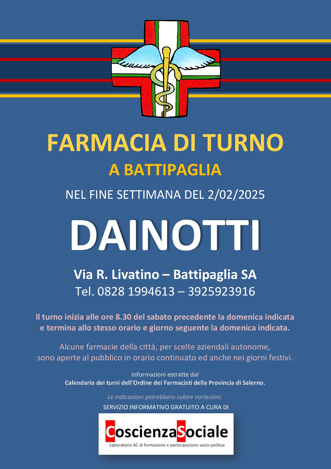 Farmacia Di Turno A Battipaglia: Dainotti In Servizio Il 2 Febbraio 2025